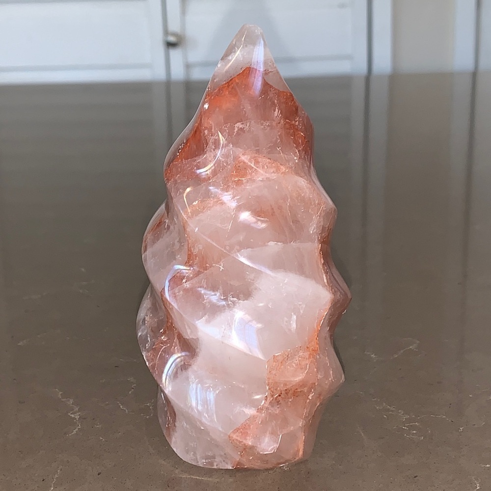 Beautiful Fire Quartz Polished Crystal Flame 6” 815g